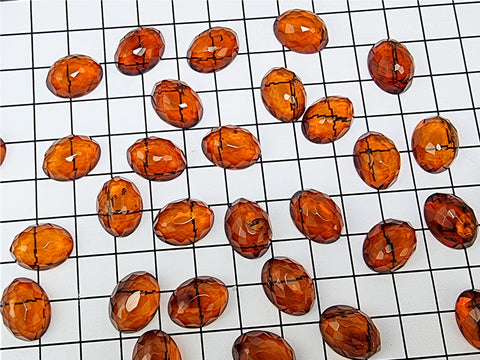 Cognac Amber Calibrated Faceted Oval Cabochons