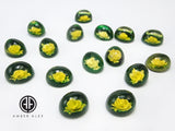 Green Amber Engraved Roses Oval Shape Cabochons