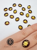Red Amber Engraved Roses Oval Shape Cabochons