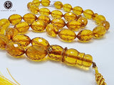 Cognac Amber Faceted Olive Shape 10 mm Islamic Prayer Beads