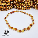 "KIDDO" Milky & Cognac Amber Baroque Beads Baby Necklace