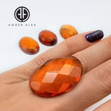Cognac Amber Faceted Free Shape Cabochons