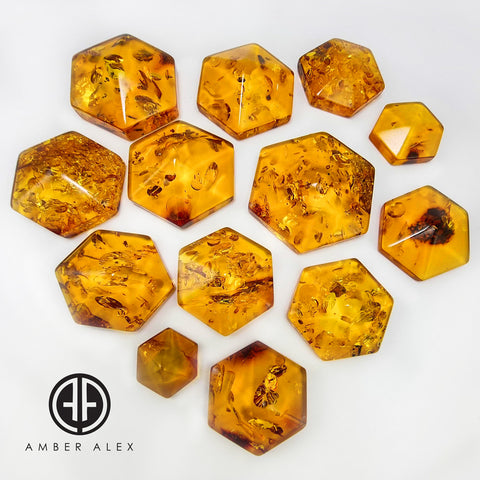 Cognac Amber Free Shape Hexagon Cabochons