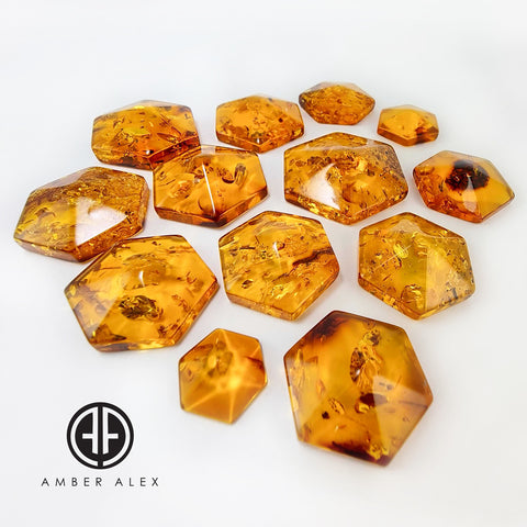 Cognac Amber Free Shape Hexagon Cabochons