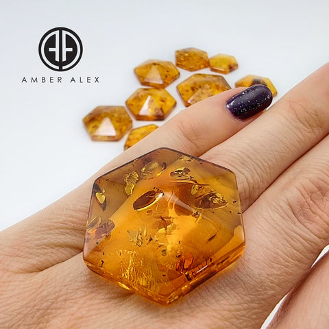 Cognac Amber Free Shape Hexagon Cabochons