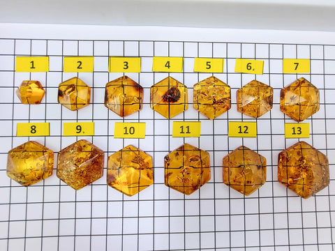 Cognac Amber Free Shape Hexagon Cabochons