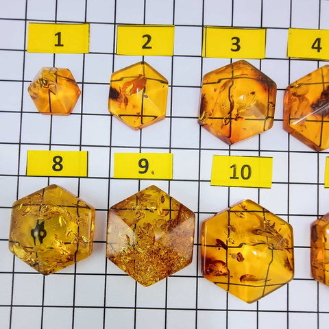 Cognac Amber Free Shape Hexagon Cabochons