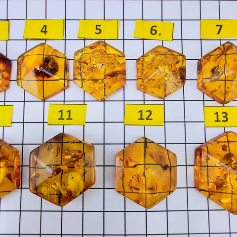 Cognac Amber Free Shape Hexagon Cabochons