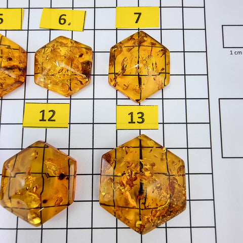 Cognac Amber Free Shape Hexagon Cabochons