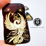 Cherry Amber Engraved Phoenix Free Shape Slab