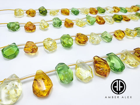 Multi-Color Amber Free Shape Faceted Beads