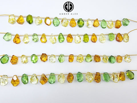 Multi-Color Amber Free Shape Faceted Beads