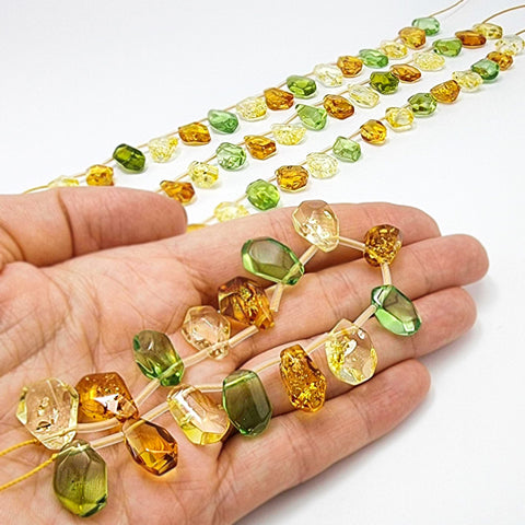 Multi-Color Amber Free Shape Faceted Beads