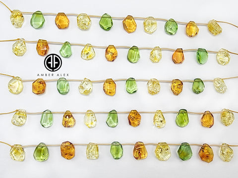 Multi-Color Amber Free Shape Faceted Beads