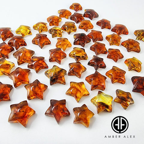 Cognac Amber Star Shape Cabochons