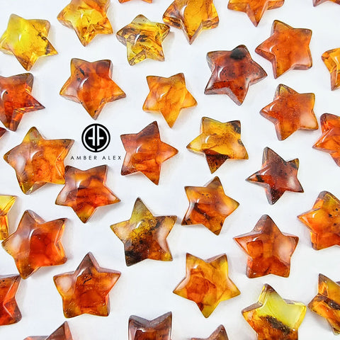 Cognac Amber Star Shape Cabochons