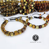 Fossil color Amber Cube Beads Adjustable Bracelet