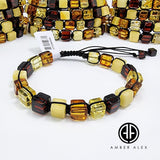 Multi-Color Amber Cube Beads Adjustable Bracelet