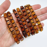 Cognac Amber Cube Beads Adjustable Bracelet