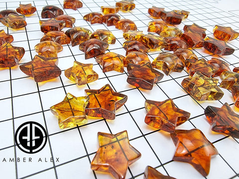 Cognac Amber Star Shape Cabochons