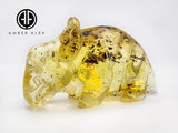 Fossil Amber Carved Dinosaurs Figurine With Insects