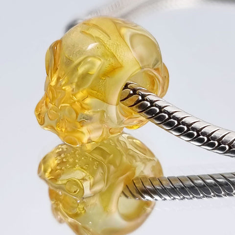 Lemon Amber Carved Hippopotamus Charm Bead