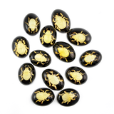 Cherry Amber Engraved Scarab Oval Shape Cabochons