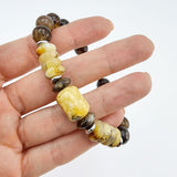 Fossil Amber Beads Stretch Bracelet