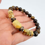Fossil Amber Beads Stretch Bracelet