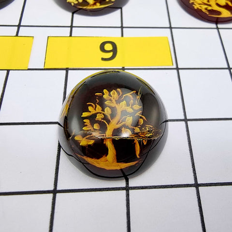 Cherry Amber Engraved Tree Round Shape Cabochon