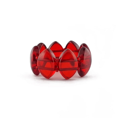 Red Amber Marquise Bead Stretch Ring