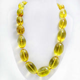 Natural Amber Olive Beads Necklace With Insects