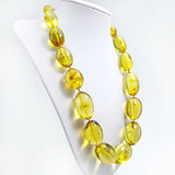 Natural Amber Olive Beads Necklace With Insects