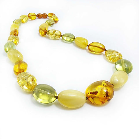 Multi-Color Amber Nuggets Beads Necklace