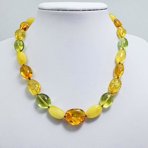 Multi-Color Amber Nuggets Beads Necklace