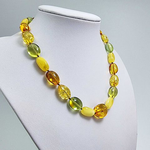 Multi-Color Amber Nuggets Beads Necklace