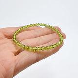 Green Amber Round Faceted Beads Stretch Bracelet