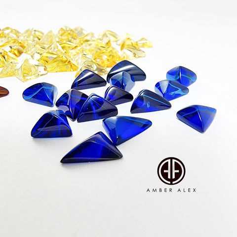 Blue Amber Triangle Cabochons