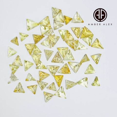 Lemon Amber Free Triangle Shape Cabochons