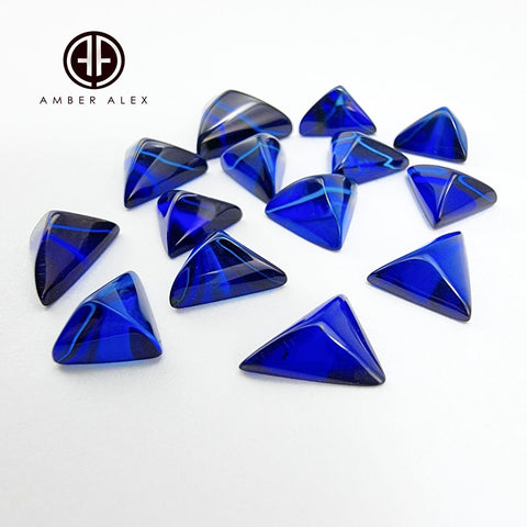 Blue Amber Triangle Cabochons