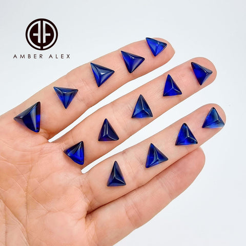 Blue Amber Triangle Cabochons