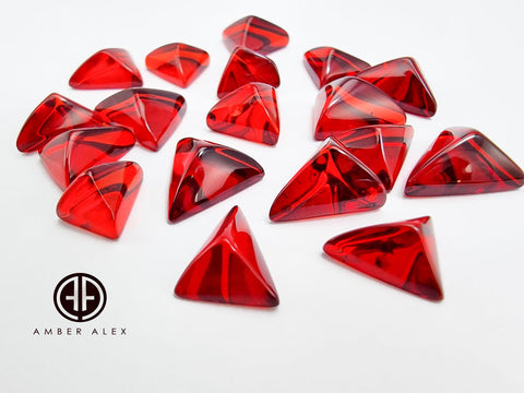 Red Amber Triangle Shape Cabochons