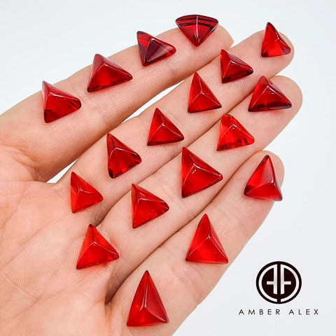 Red Amber Triangle Shape Cabochons