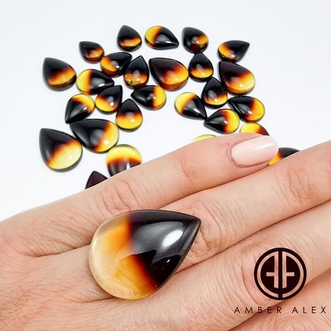 Gradient Amber Drop Cabochon