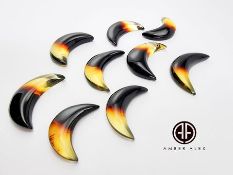 Gradient Amber Handmade Moon Cabochons