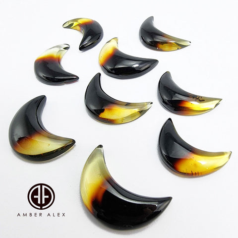 Gradient Amber Handmade Moon Cabochons