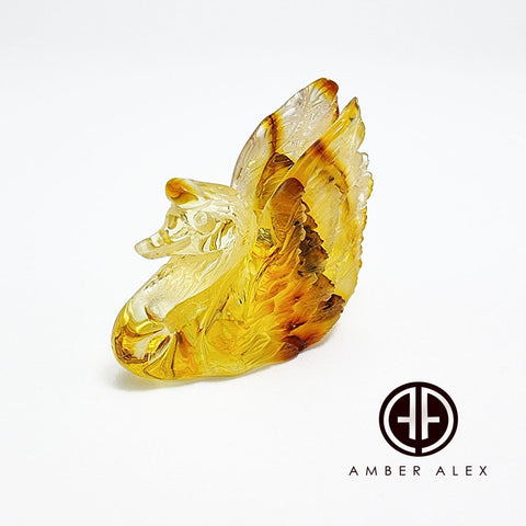 Natural Amber Carved Swan Figurine