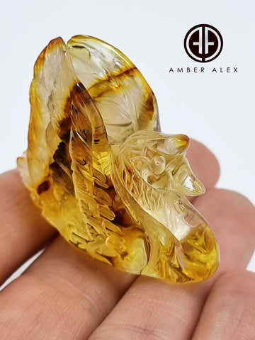 Natural Amber Carved Swan Figurine