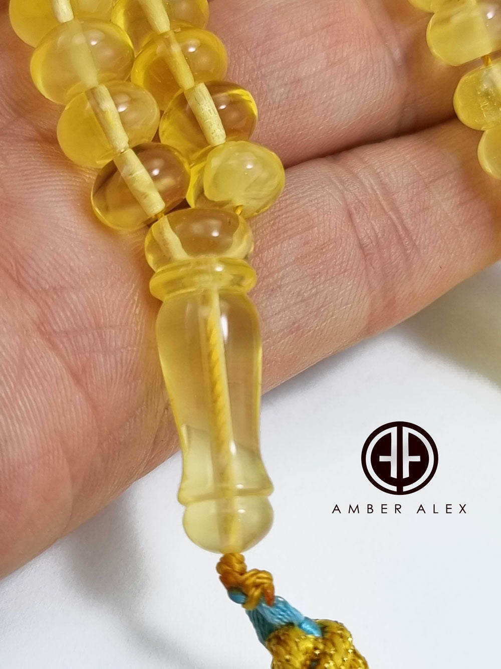 Transparent Amber Tablet Shape 8x5mm Islamic Prayer Beads