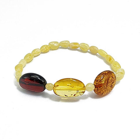 Multi-Color Amber Nugget Stretch Bracelet